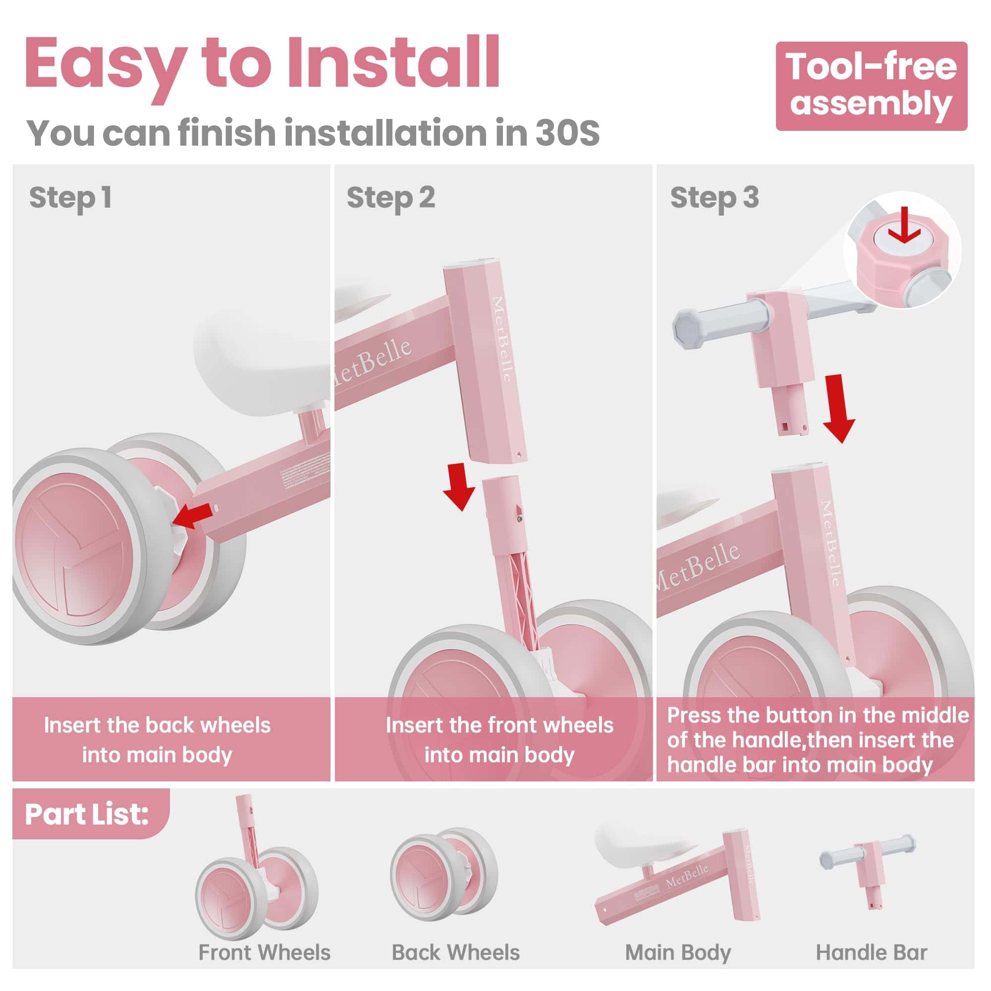 Bicicleta de equilibrio para bebés con iluminación colorida - Imagen 9