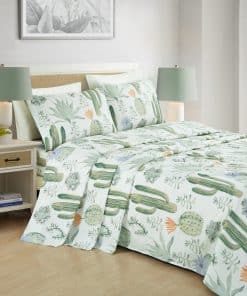 Juego de Sábanas de 4 Piezas Chezmoi -Verde Cactus