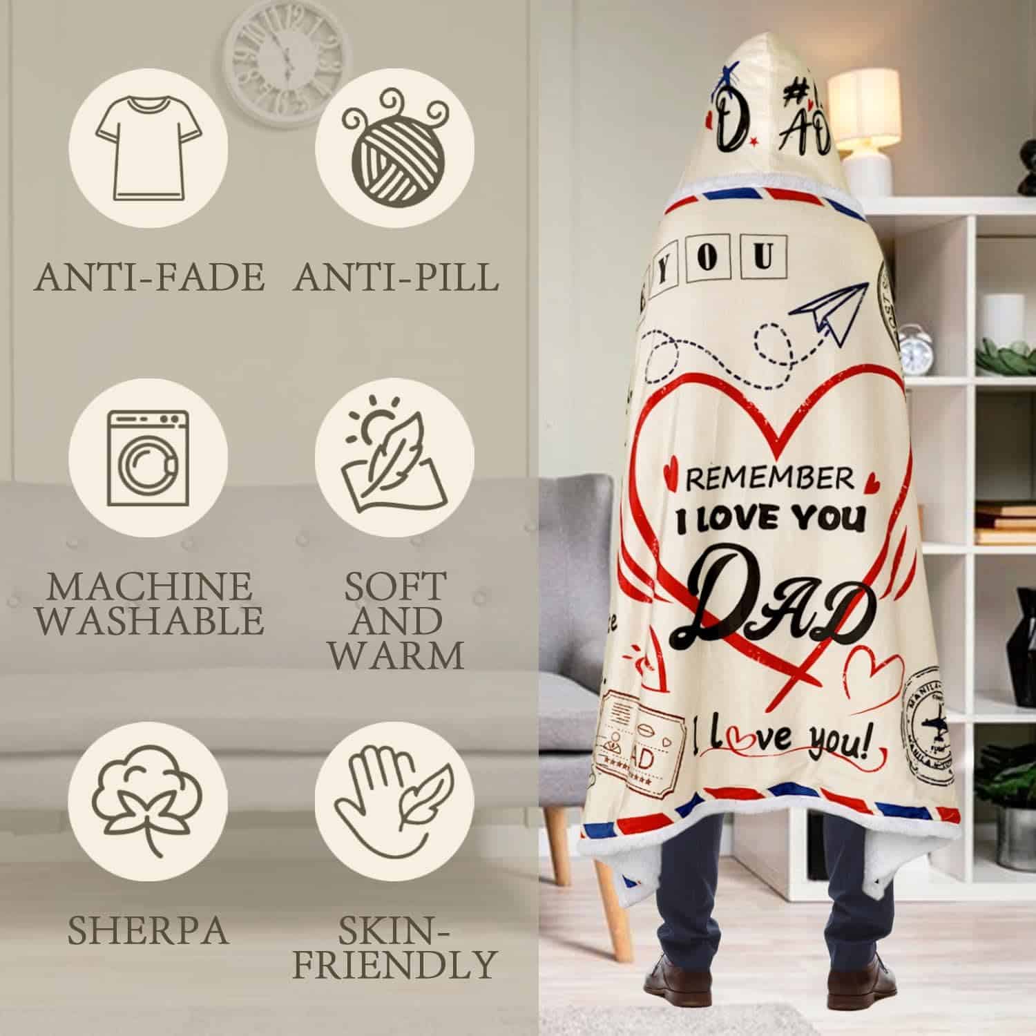 Regalos de Cumpleaños para Papá, Manta con Capucha Regalos - Imagen 5