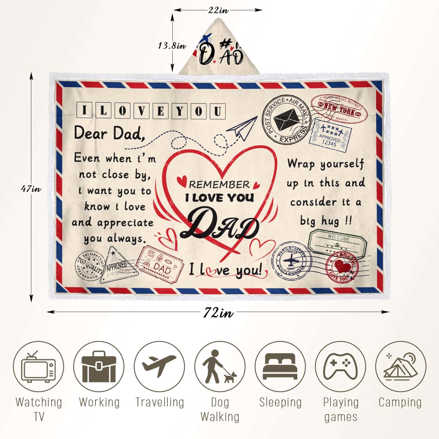 Regalos de Cumpleaños para Papá, Manta con Capucha Regalos - Imagen 6