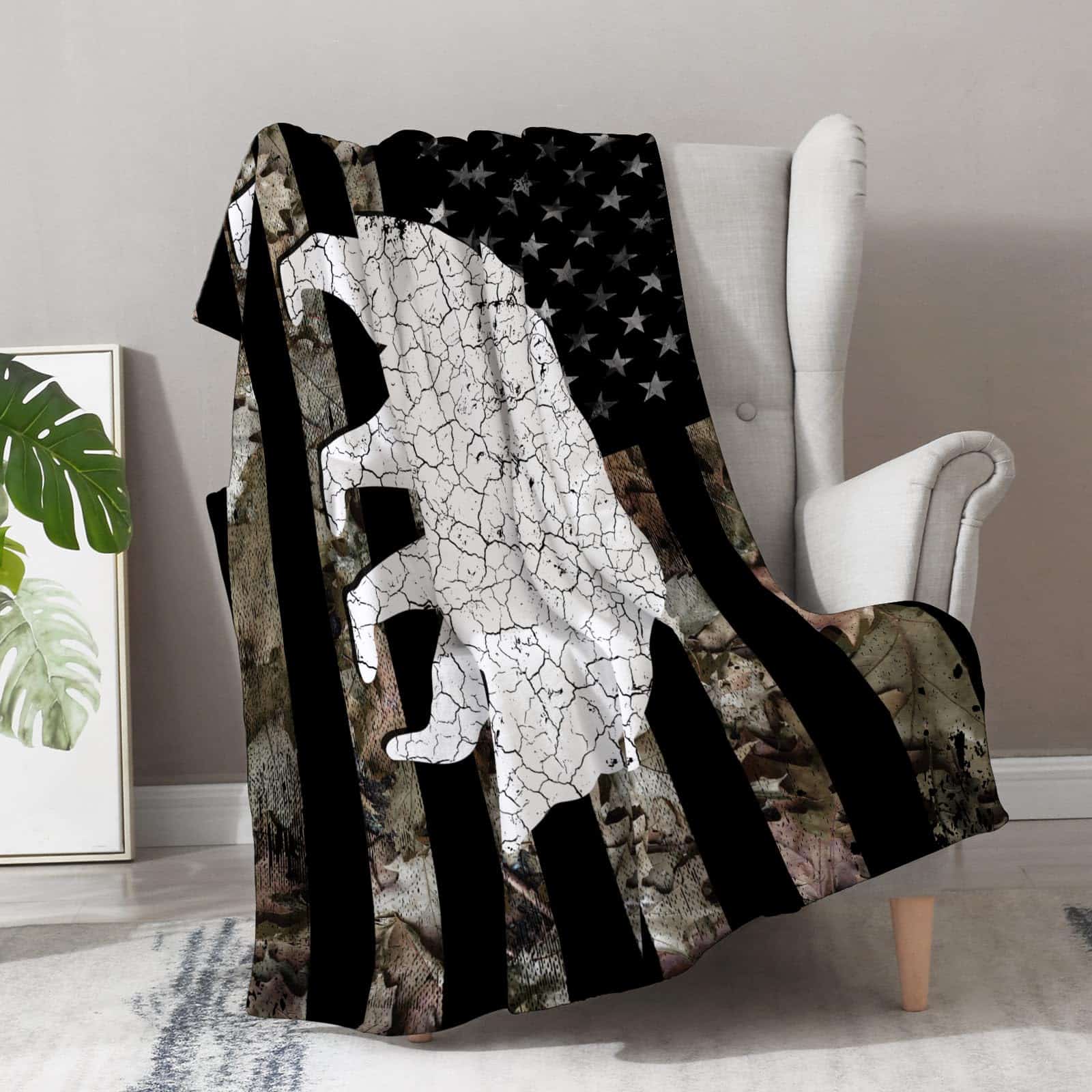 Manta con Temática de Oso y Bandera Americana - Regalo de - Imagen 4