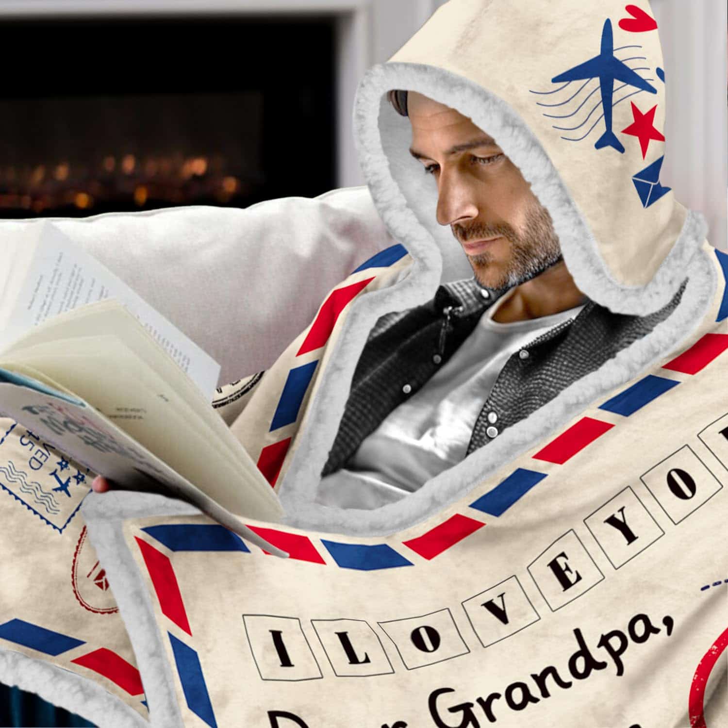 Regalos para Abuelo, Manta con Capucha de Sherpa, Regalos - Imagen 7