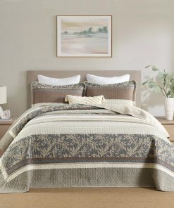 Colcha King DDUOXIN 120" W x120 L - 100% -Beige/Marrón/Gris