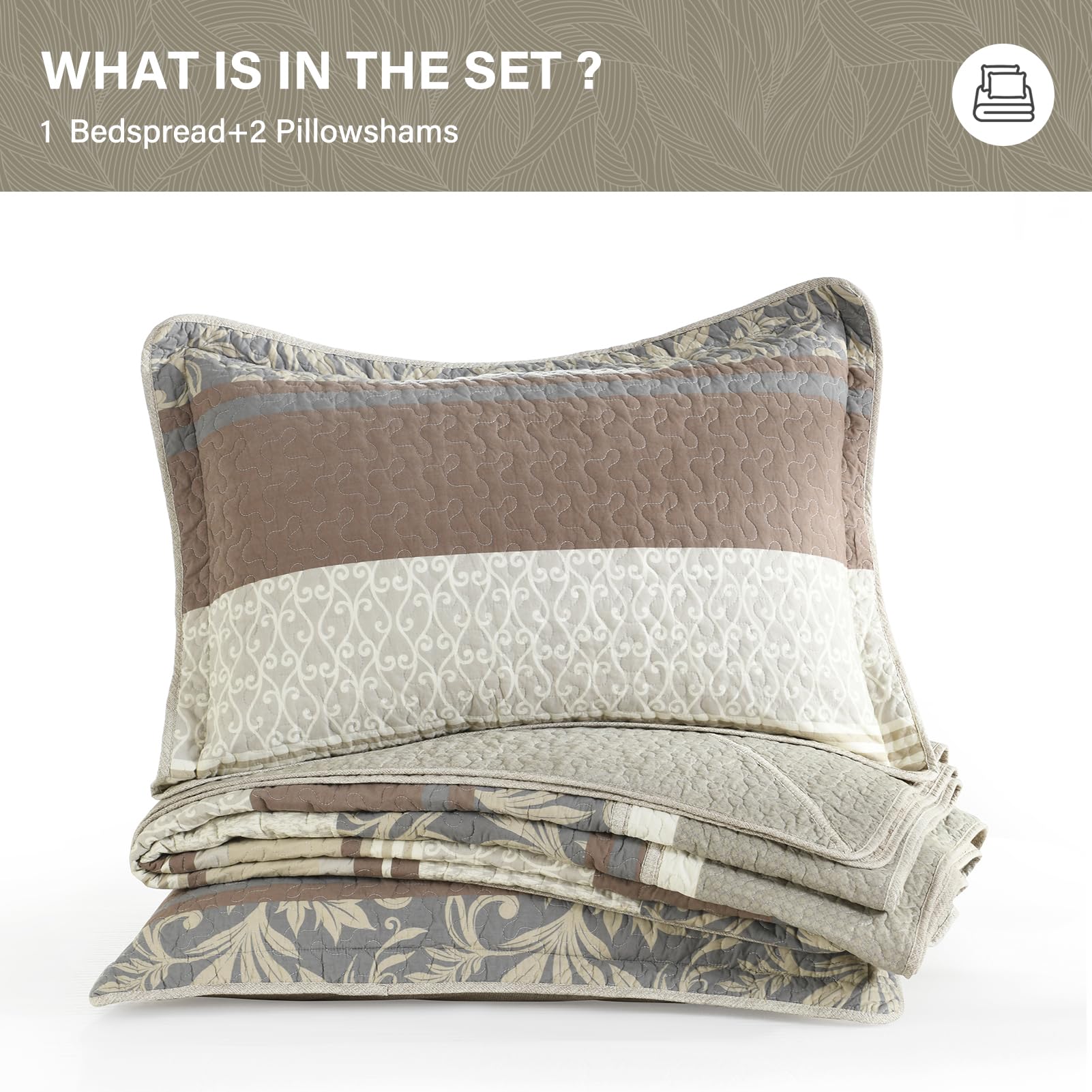 Juego de Colcha de Cama SahSahCasa 120"x102" 100% Algodón, - Imagen 7