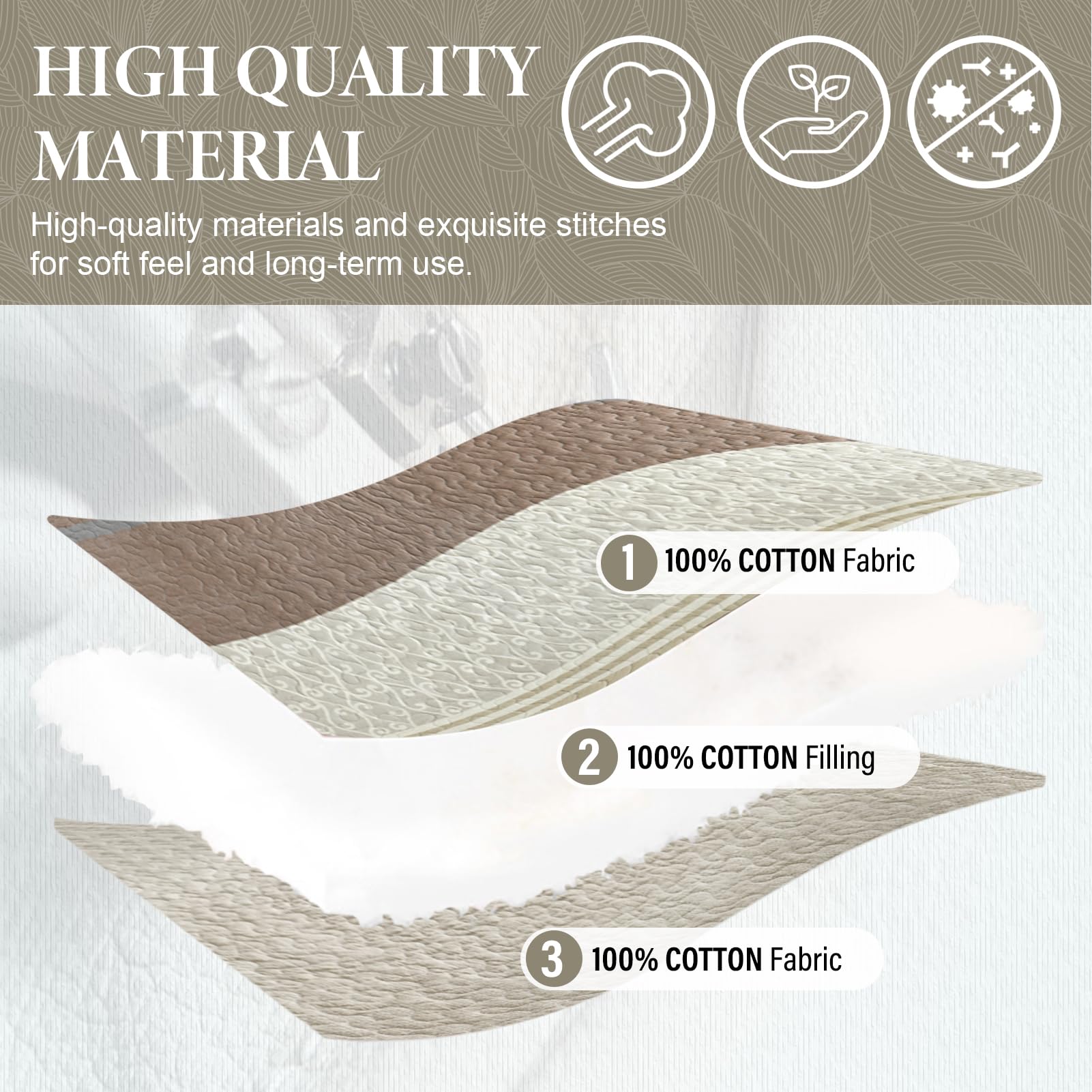 Juego de Colcha de Cama SahSahCasa 120"x102" 100% Algodón, - Imagen 5