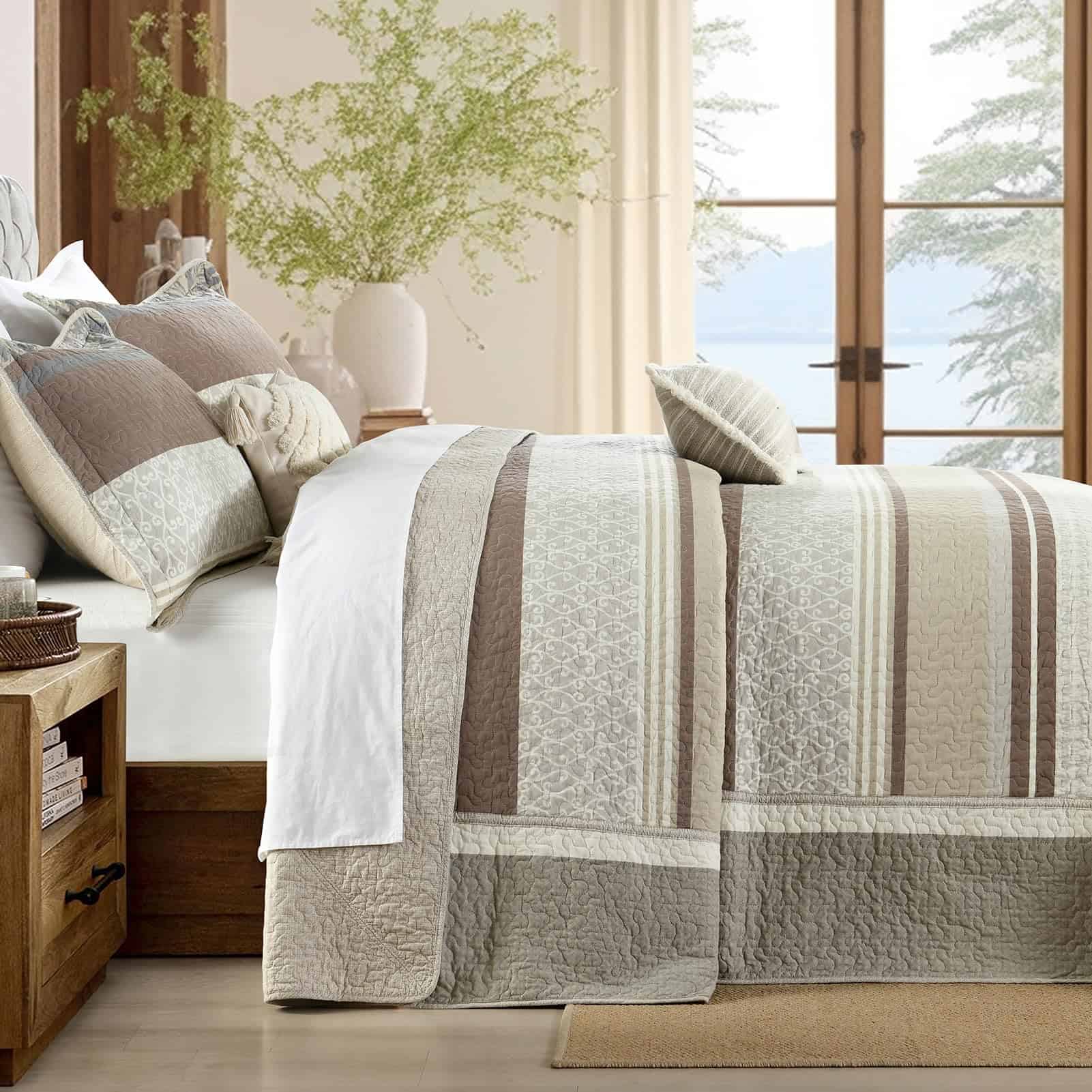 Juego de Colcha de Cama SahSahCasa 120"x102" 100% Algodón, - Imagen 4