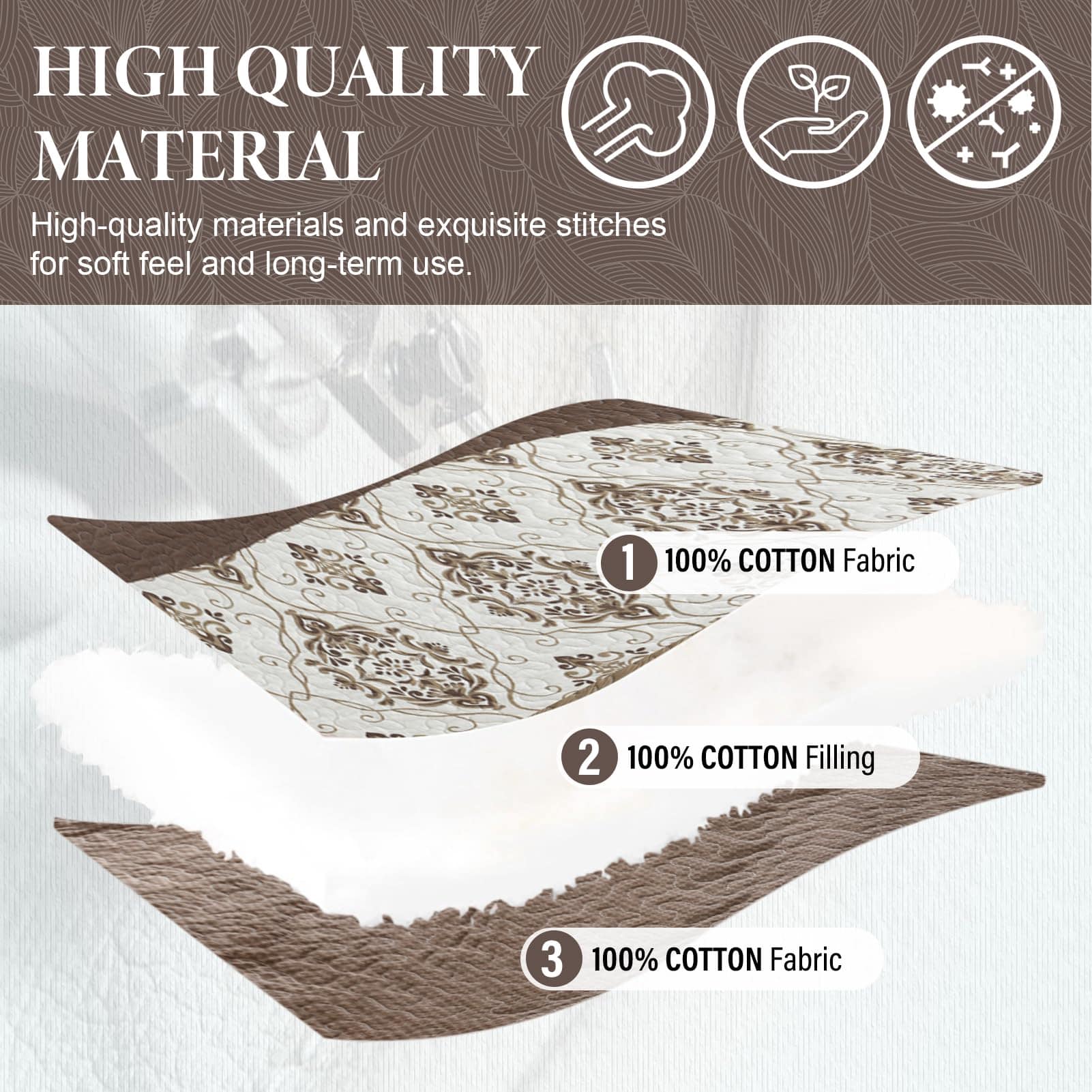 Colcha Cubrecama 100% Algodón SahSahCasa 120"x120" Extra - Imagen 5