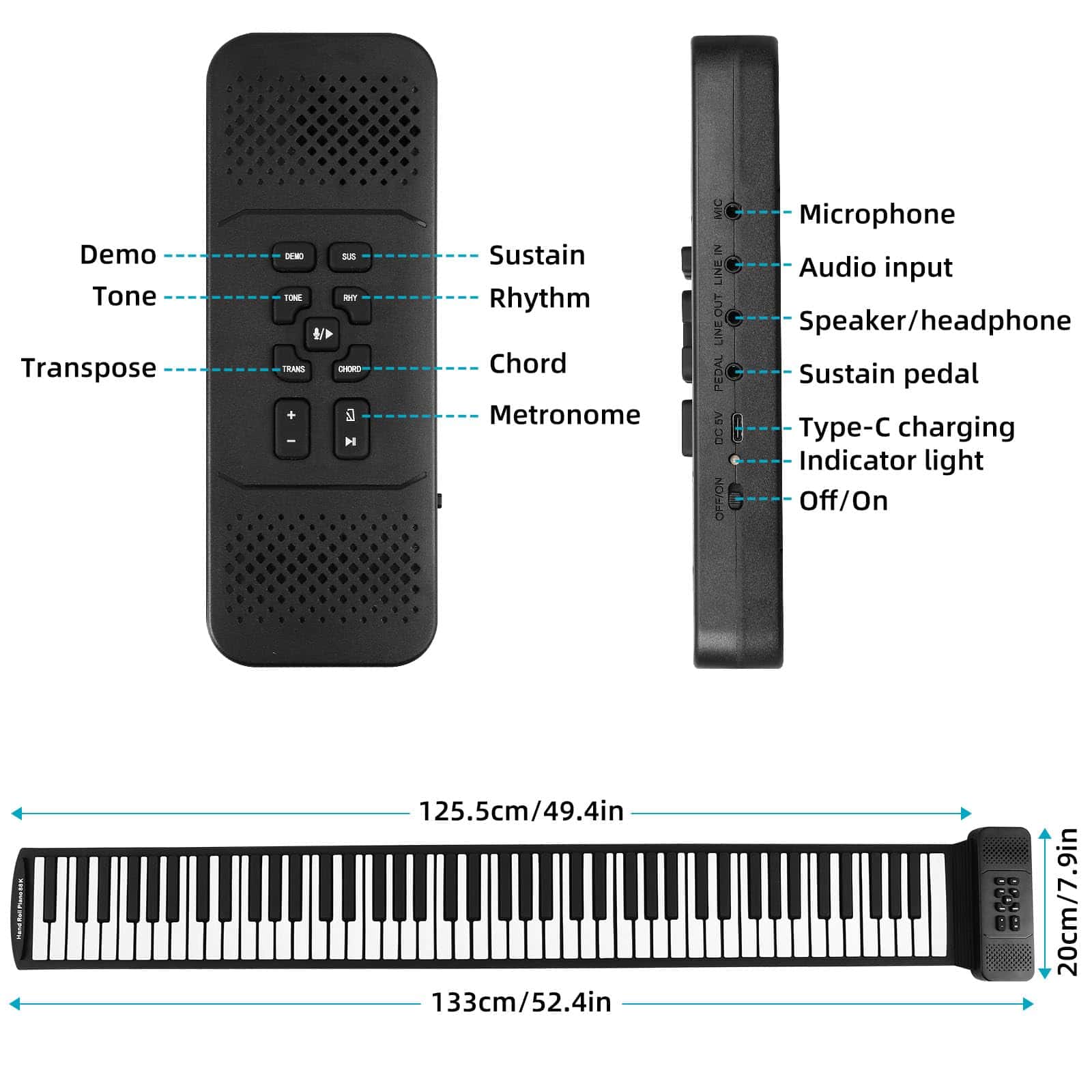 Piano Plegable para Niños Lujex, Teclado Digital Flexible - Imagen 7