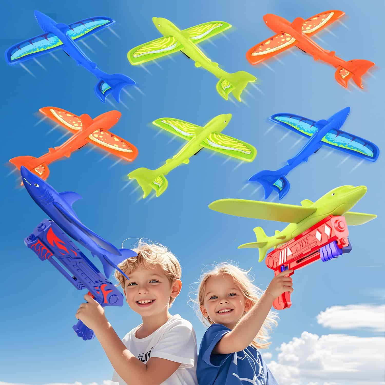 UNCANZEA 6 Pack Dreamy Ocean Foam Airplane Launcher Toys,