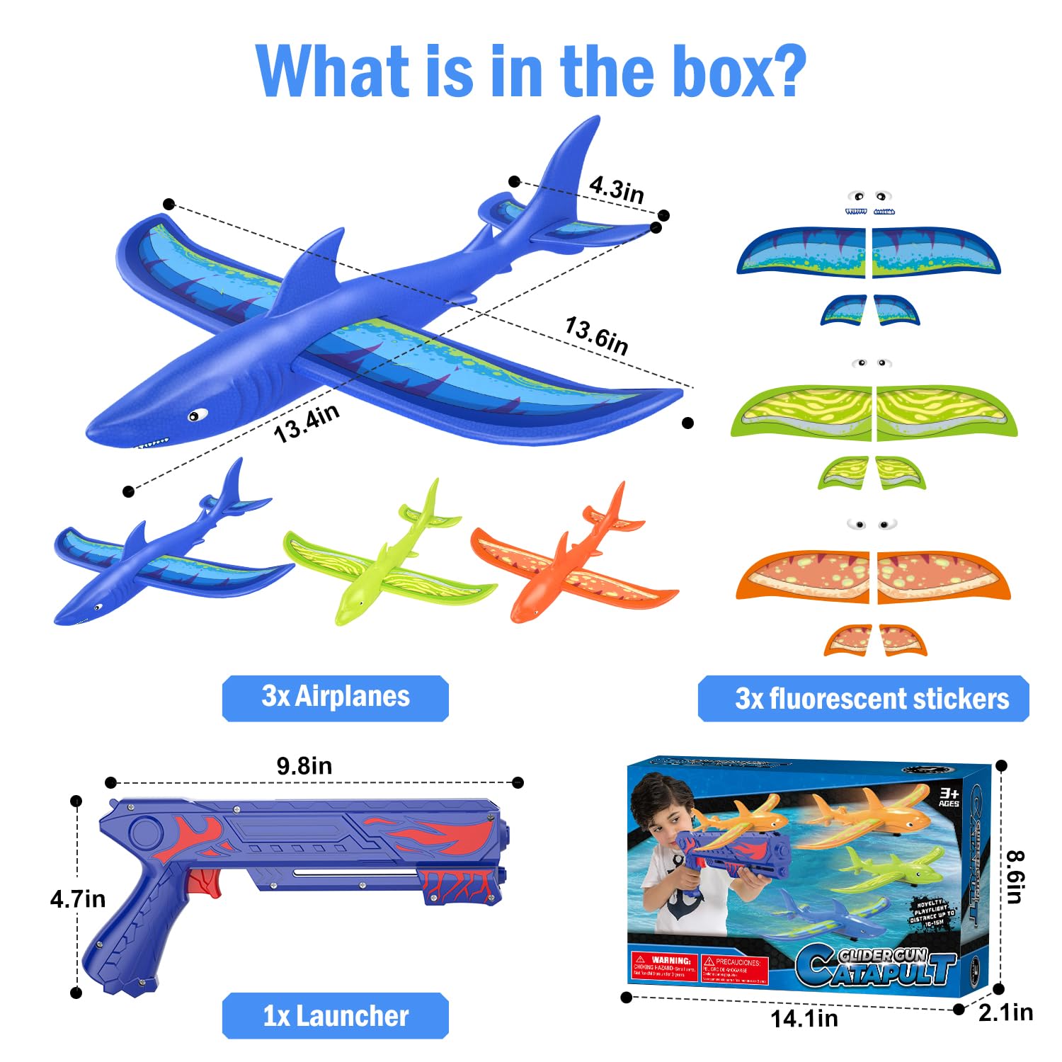 UNCANZEA 6 Pack Dreamy Ocean Foam Airplane Launcher Toys, - Imagen 8