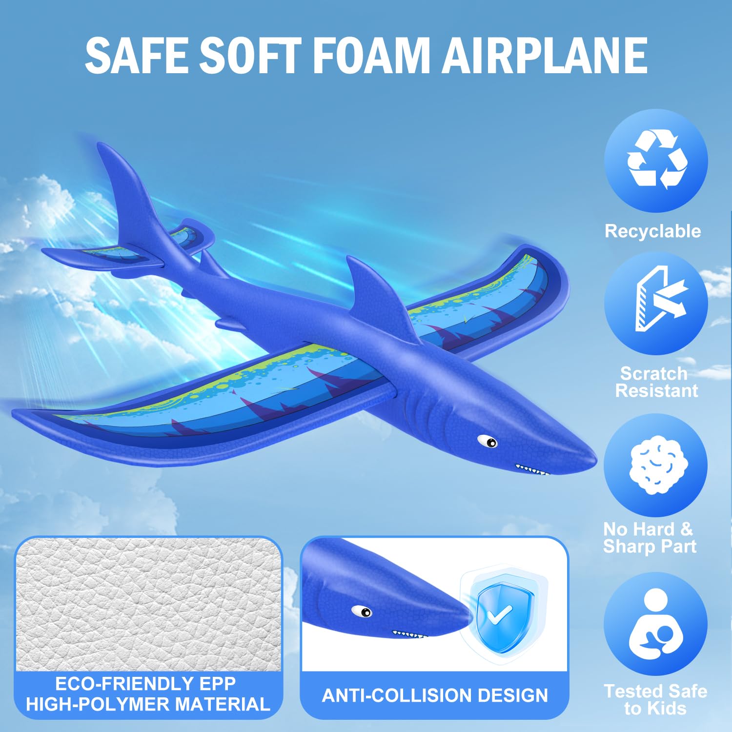 UNCANZEA 6 Pack Dreamy Ocean Foam Airplane Launcher Toys, - Imagen 5