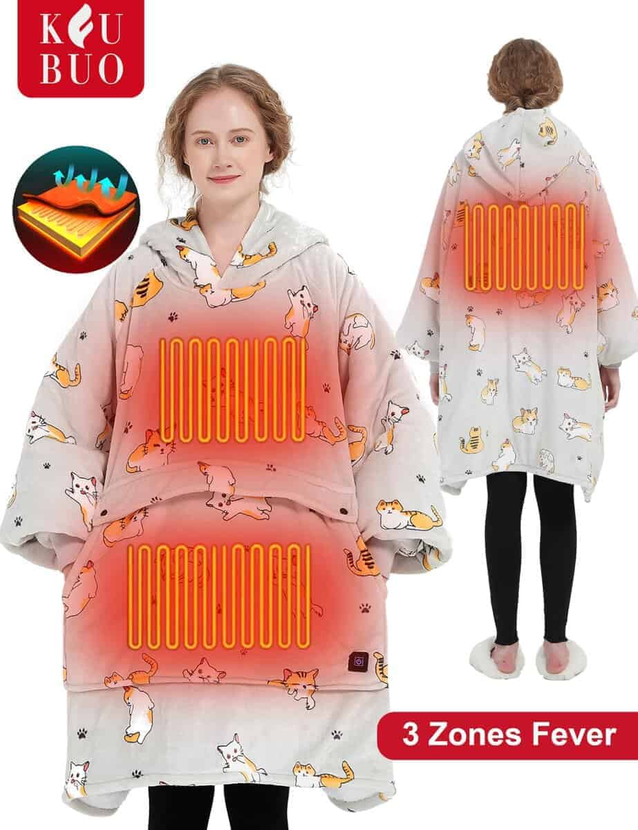 Manta eléctrica con calefacción portátil con capucha USB - Imagen 3