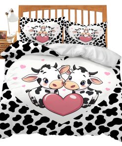 Juego de Ropa de Cama con Temática de Vaca Set de Comforter