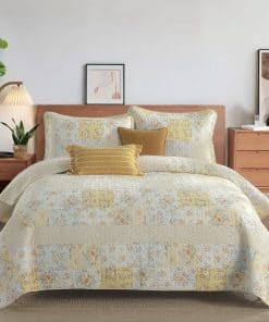 Colcha Queen Oversized QuiltEase - 120" Lx102 -Amarillo/Blan