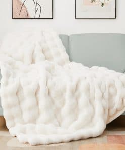 Manta de Lujo de Piel Sintética Latepis para Sofá, Suave y