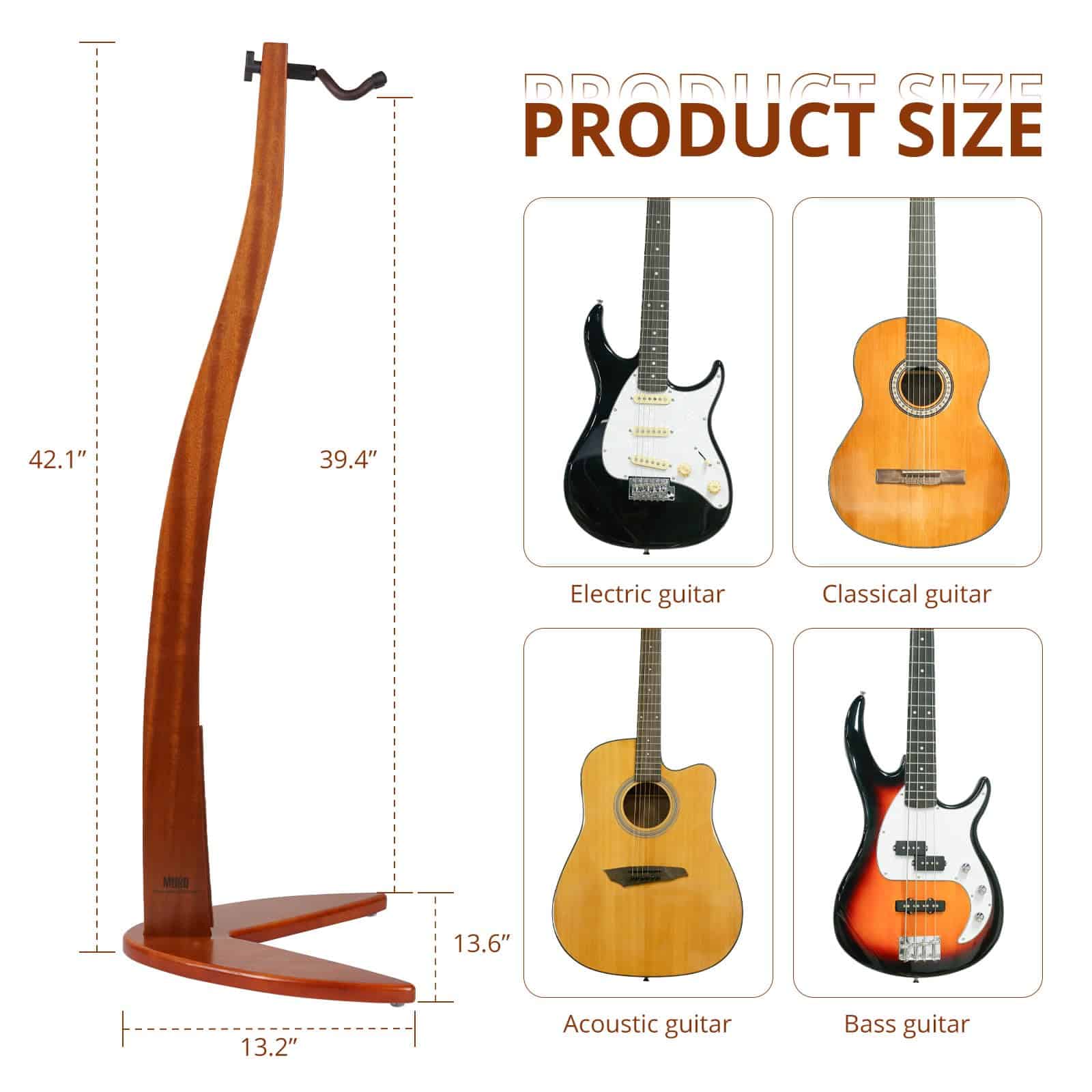 Soporte de Guitarra y Bajo MUSO, Soporte de Madera Maciza - Imagen 4