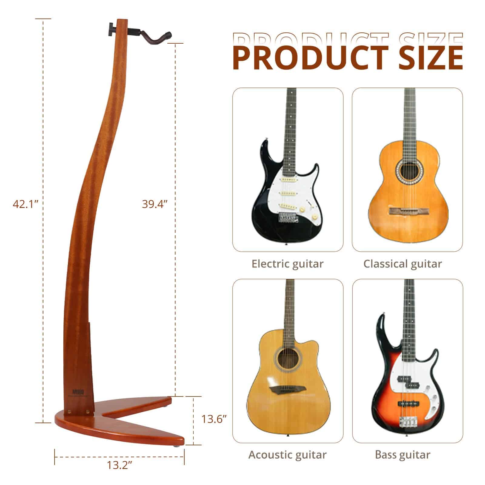 Soporte Colgador para Guitarra Bajo MUSO, Soporte de Madera - Imagen 4