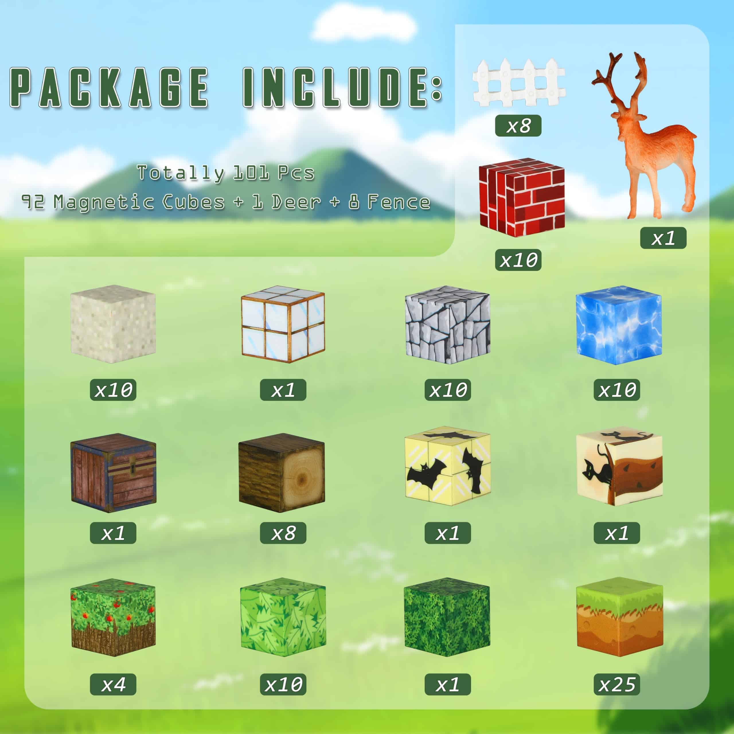 QCCX Bloques Magnéticos, 101 PCS Set de Cubos Magnéticos - Imagen 7