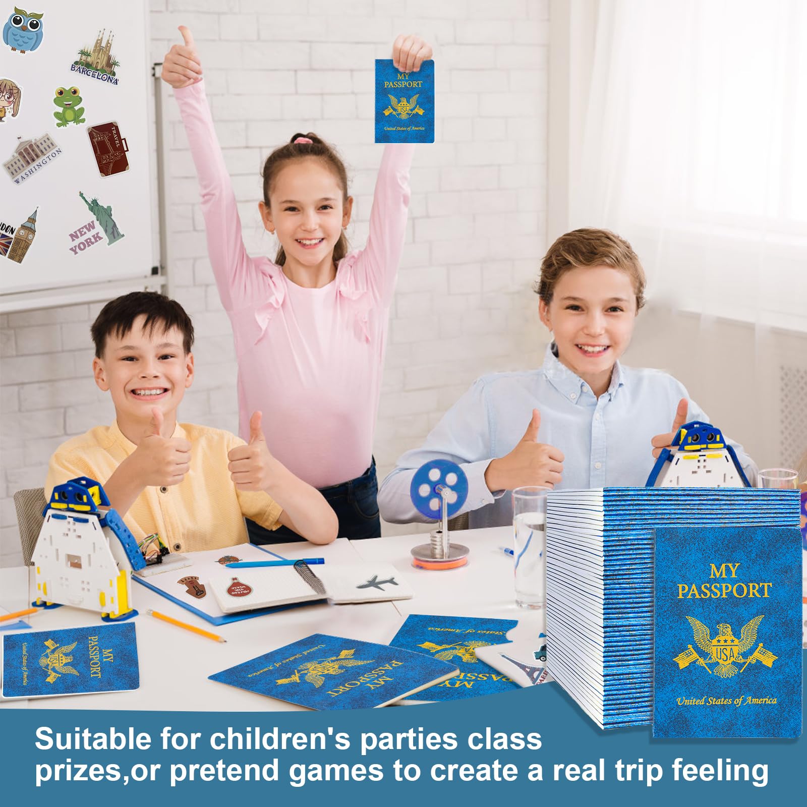 60 Pcs Libretas de Pasaporte en Blanco 600 Pegatinas de - Imagen 7