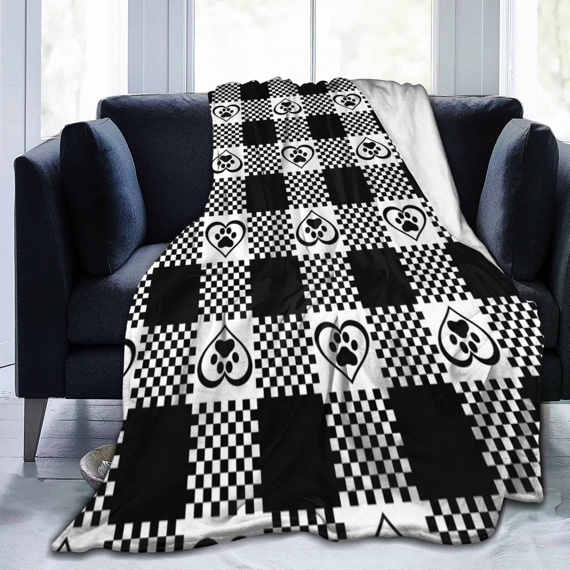 Manta de tiro de corazón de Navidad con pata de perro,