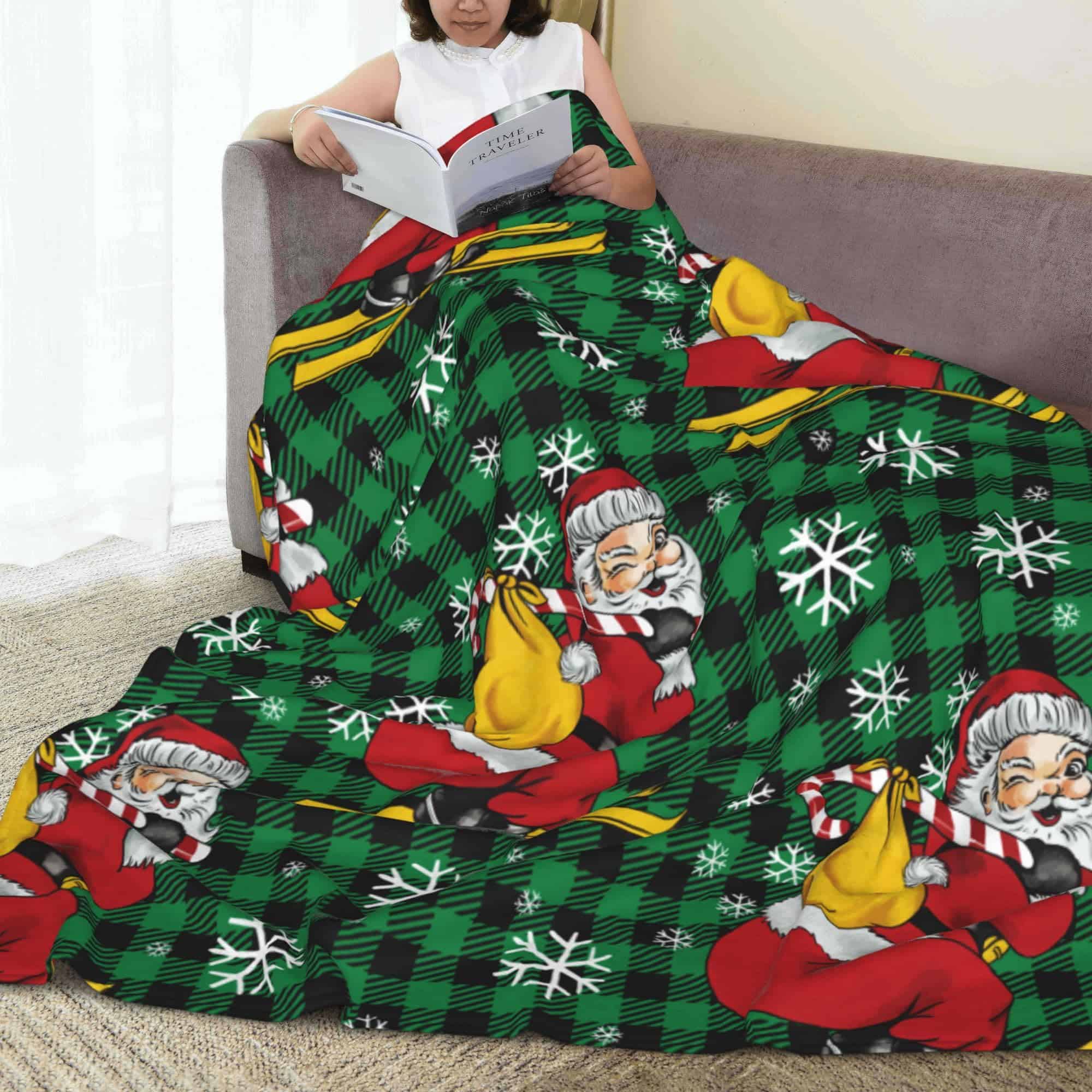 Manta Navideña de Santa Claus Esquiador THOEWONG Christmas - Imagen 4