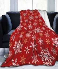 Manta de franela roja Merry Christmas - Copos de nieve