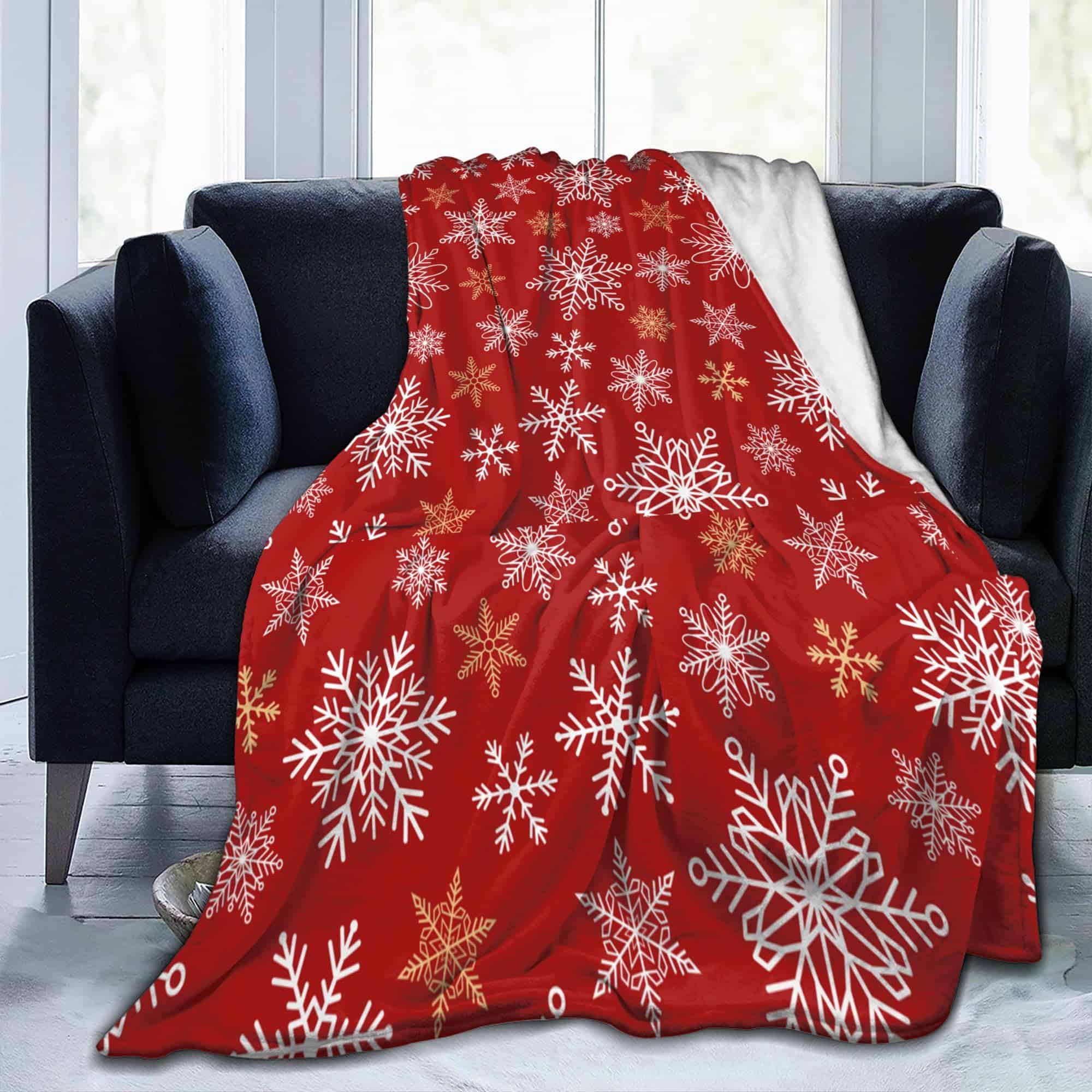 Manta de Navidad - Manta Fleece de Navidad con Copos de