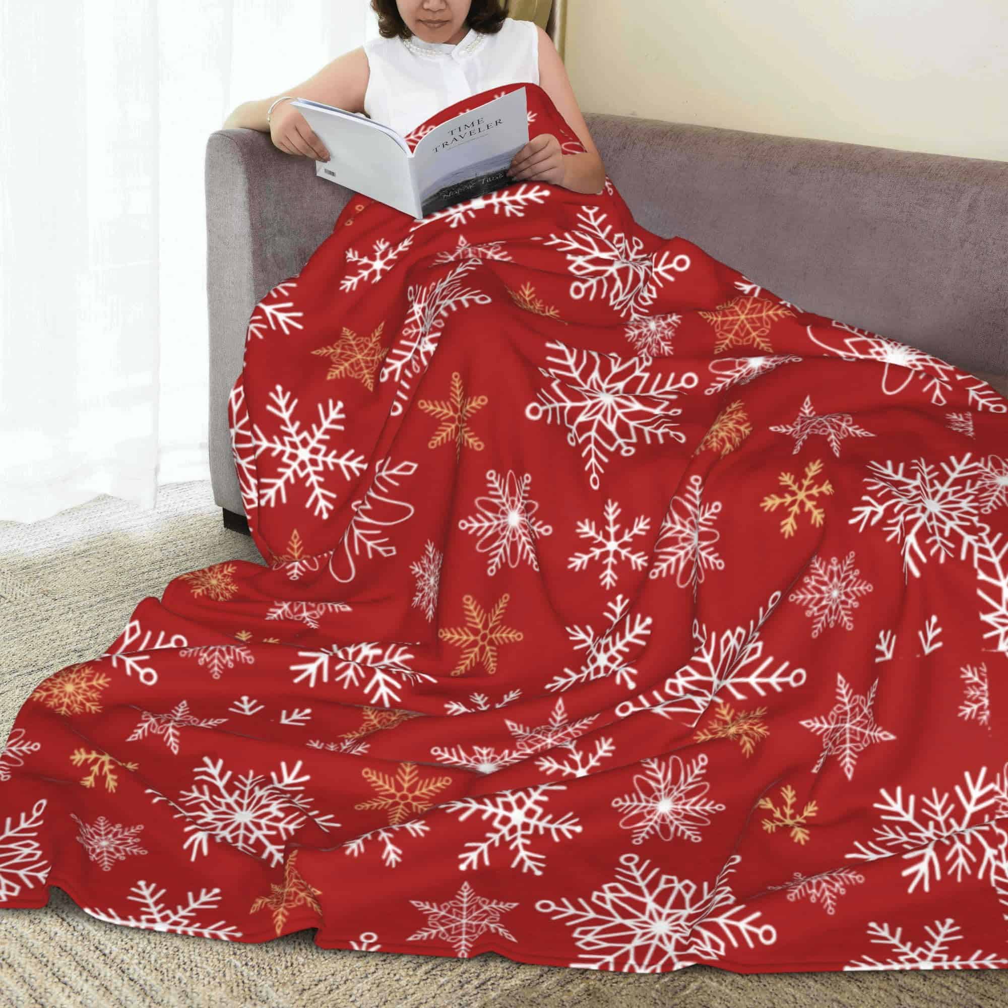 Manta de Navidad - Manta Fleece de Navidad con Copos de - Imagen 4