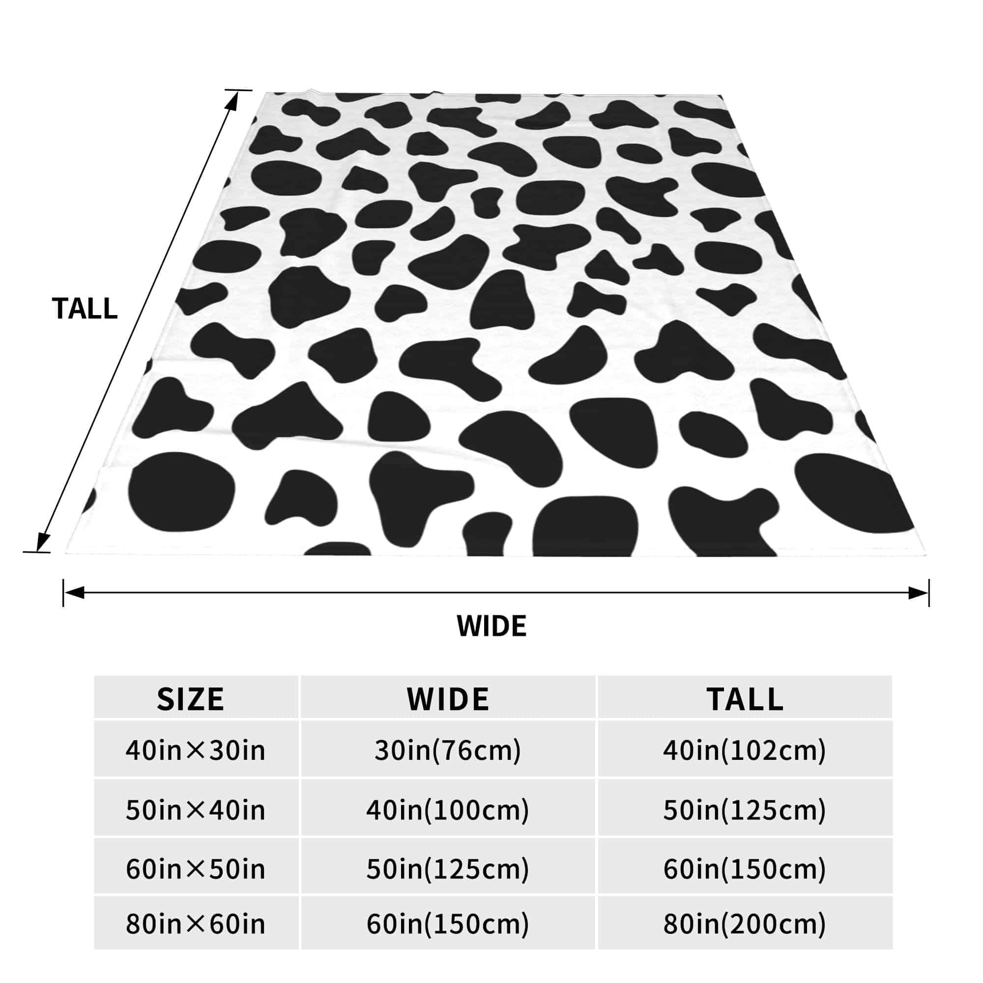 Manta de Vaca de Lunares Blanco y Negro de Felpa Suave y - Imagen 3