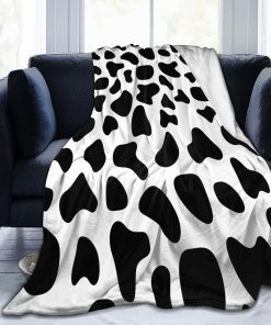 Manta de Vaca de Lunares Blanco y Negro de Felpa Suave y