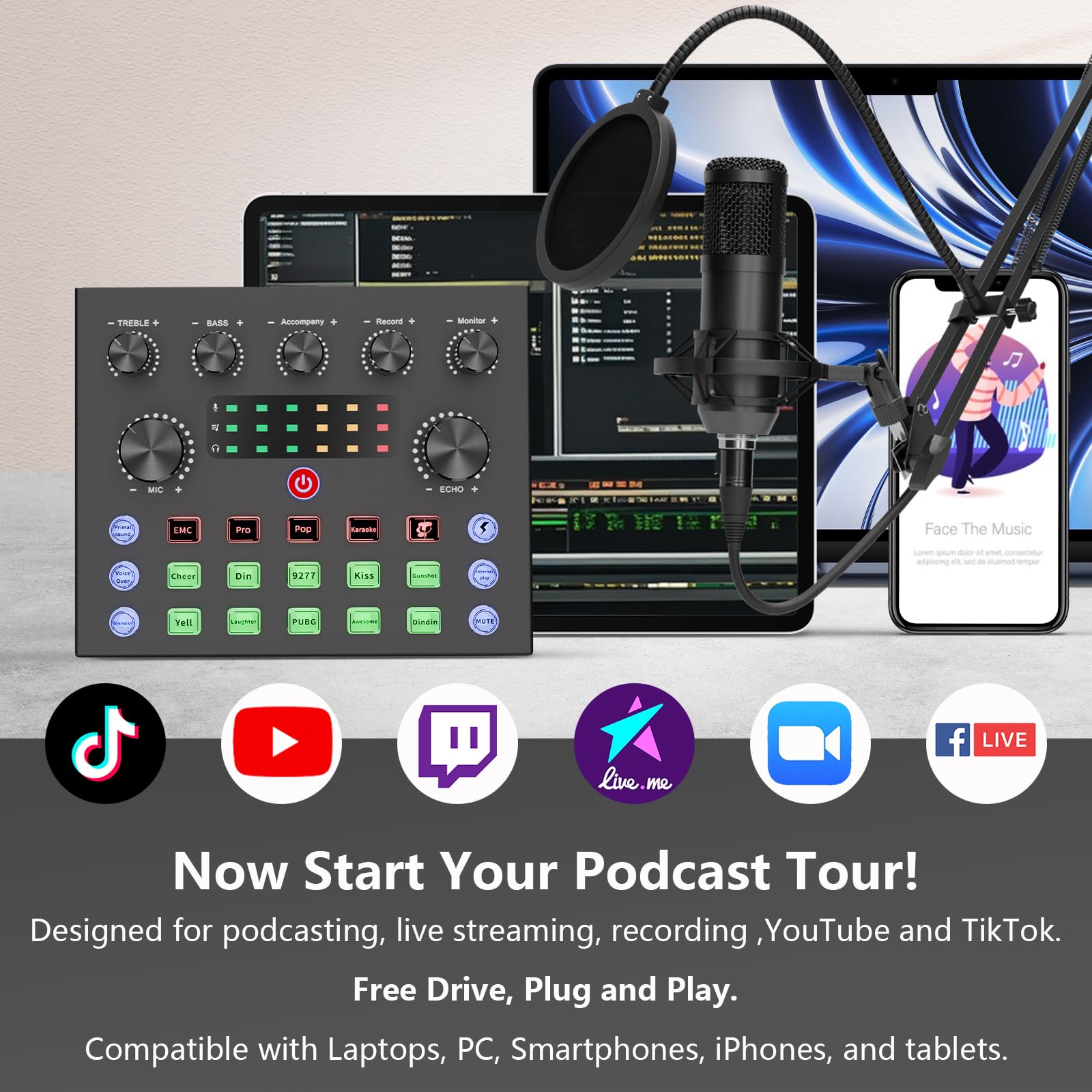 Equipo de Podcast, Mezclador de Audio con Cambiador de Voz - Imagen 6