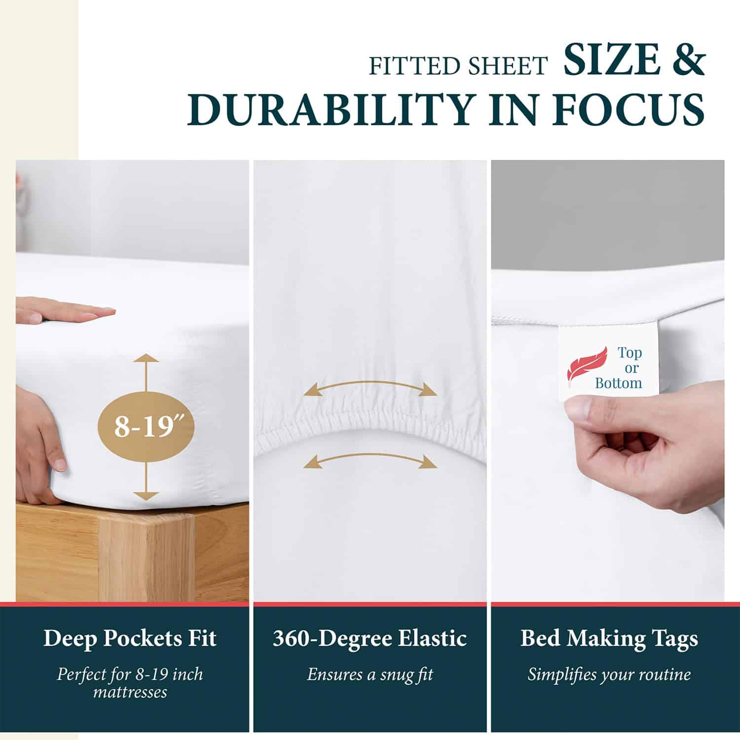 Juego de sábanas 100% algodón egipcio -Blanco - Imagen 5