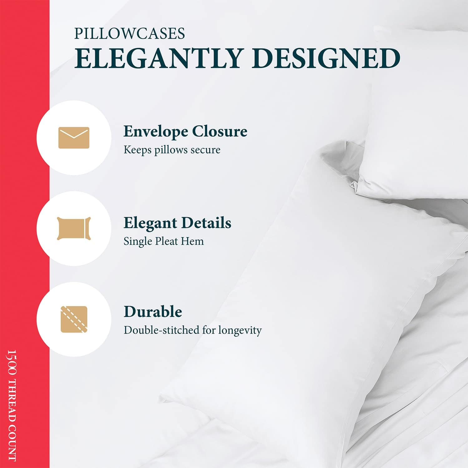 Juego de sábanas 100% algodón egipcio -Blanco - Imagen 6