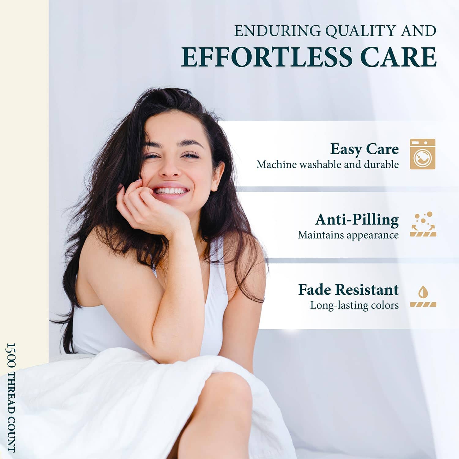 Juego de sábanas 100% algodón egipcio -Blanco - Imagen 8