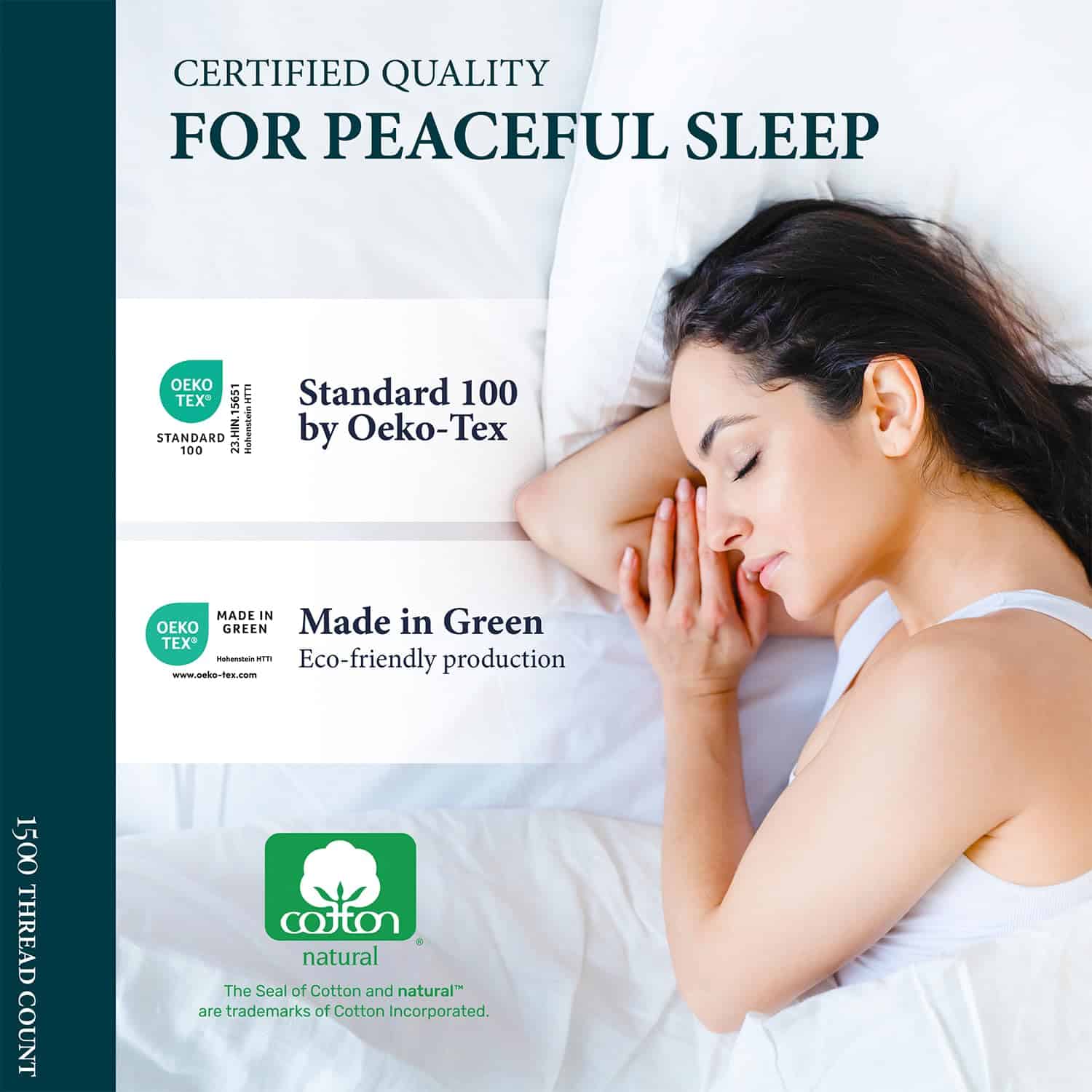 Juego de sábanas 100% algodón egipcio -Blanco - Imagen 7