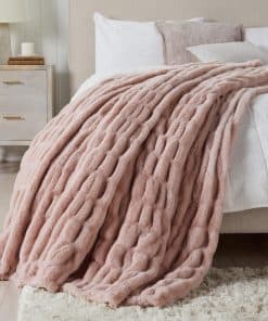 Manta de Lana Microsuave Rosa para Sofá | Manta de Piel