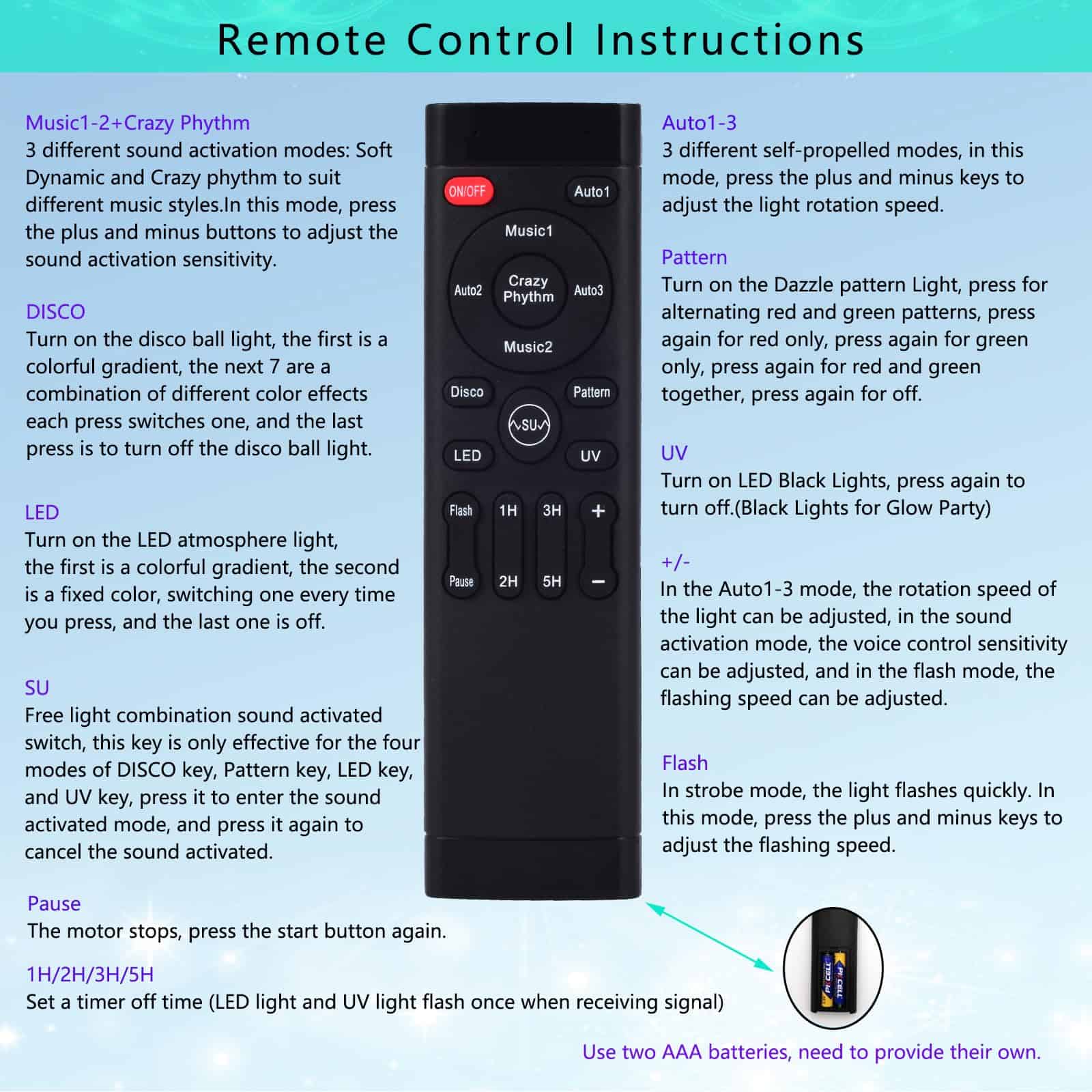 Luces de fiesta de discoteca Yinpkteo, luces LED 6 colores - Imagen 7