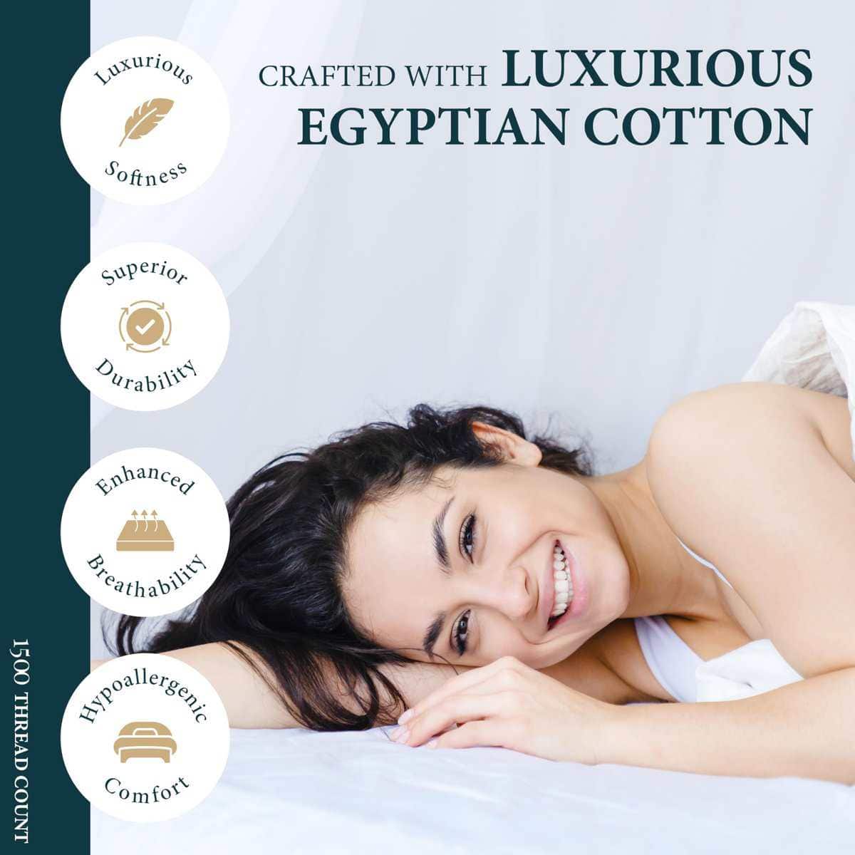 Funda de Almohada de Algodón Egipcio 100% Tamaño King Set - Imagen 3