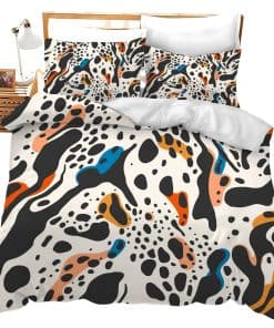 Juego de Ropa de Cama de Impresión de Vaca en Blanco y