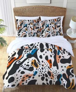 Juego de cama completo de impresión de vaca en blanco y