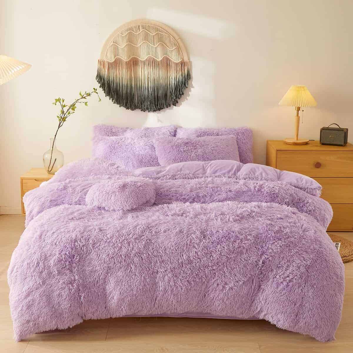 Juego de Funda de Edredón Violeta Esponjoso, Juego de Ropa