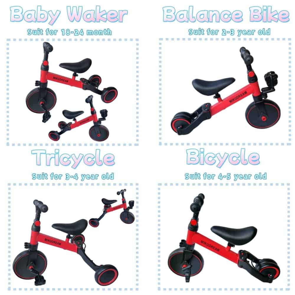 Bicicleta para niños de 1 a 5 años de edad, 6 en 1, Andador - Imagen 3