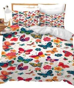 Juego de ropa de cama Butterfly Queen - Colorida mariposa y
