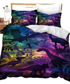 Set de Ropa de Cama de la Reina de los Dinosaurios Púrpura