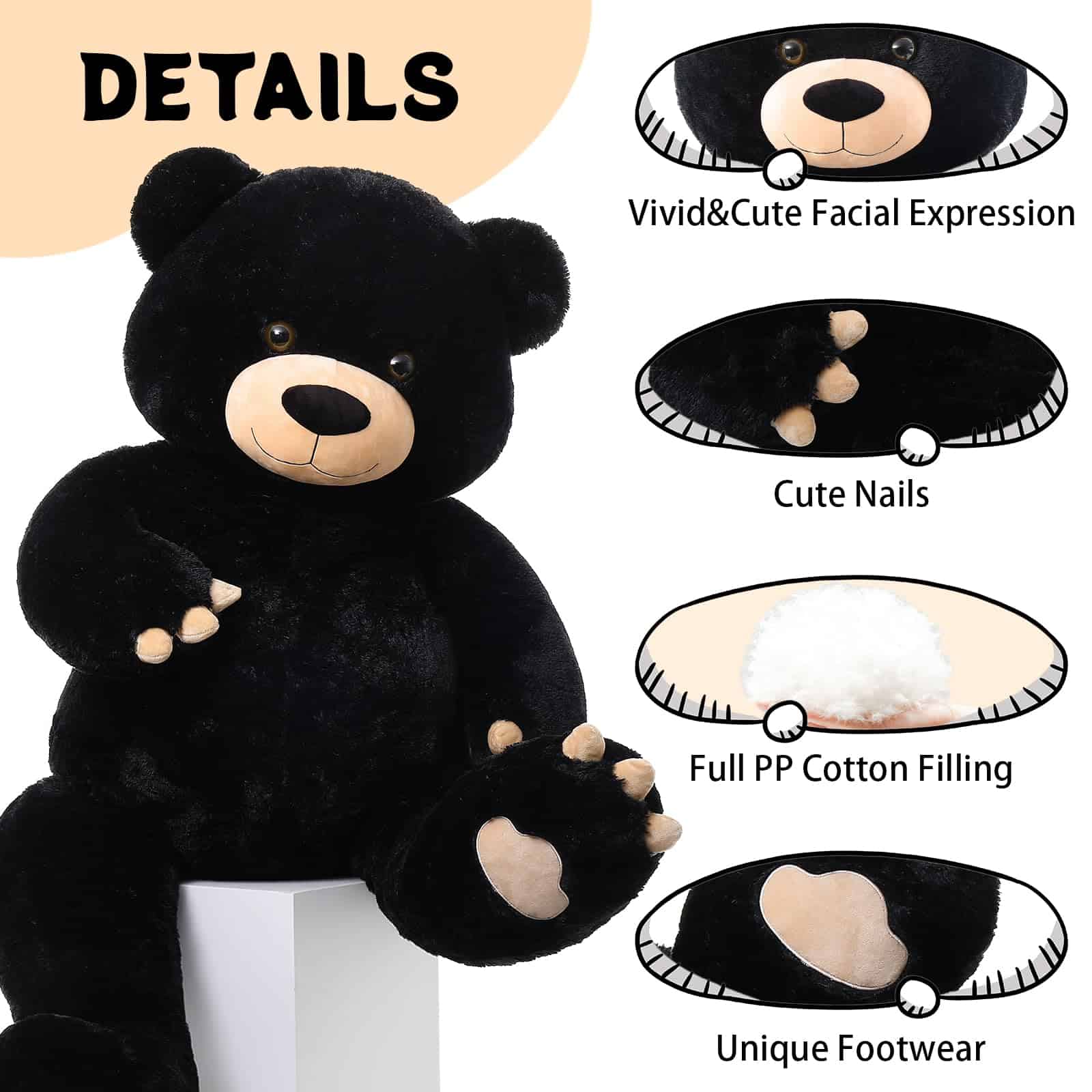 Oso de Peluche Gigante de Toys Studio, Oso de Peluche Negro - Imagen 5