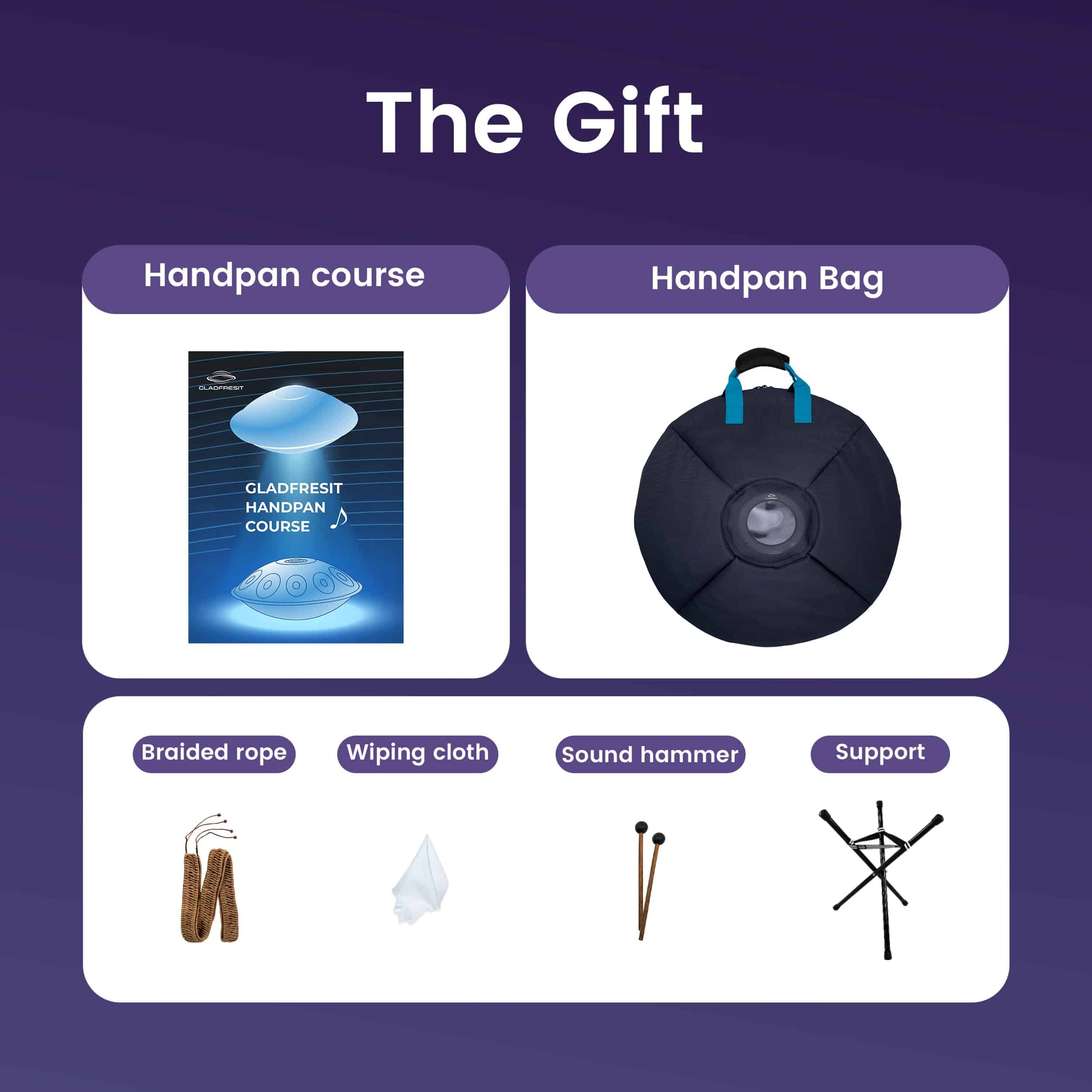 GLADFRESIT Master Series handpan, 20 pulgadas, Púrpura, - Imagen 7