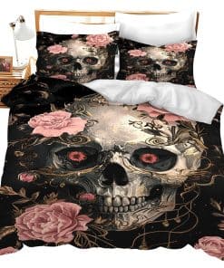 Set de Ropa de Cama Jerkboo Cráneo y Rosas - Funda Nórdica