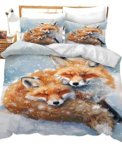 Set de Ropa de Cama con Motivo de Zorro Cubierta de Edredón