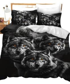 Set de Ropa de Cama de Lobo Juego de Funda de Edredón de