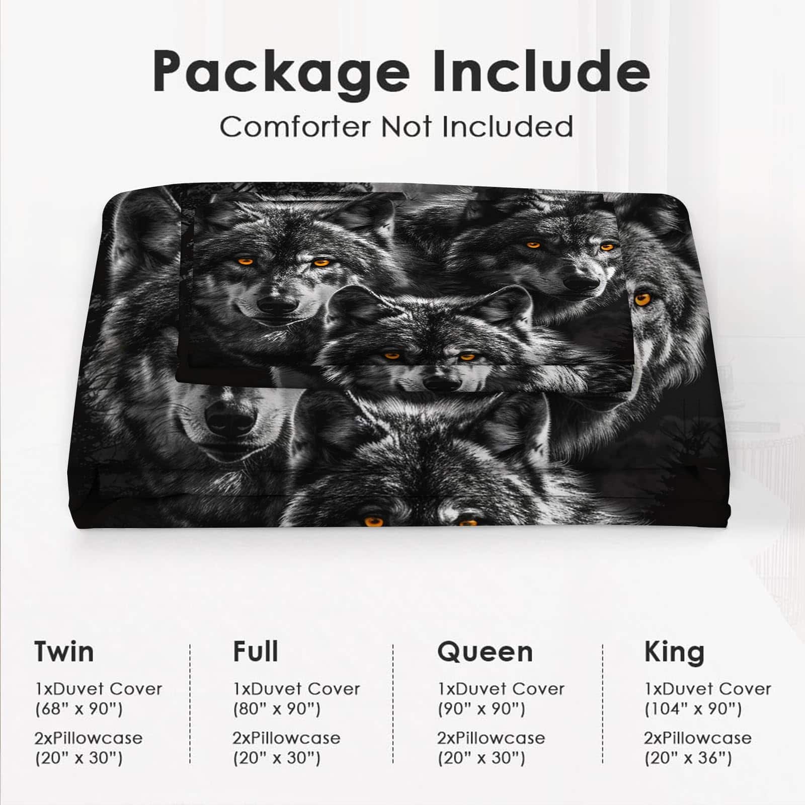 Set de Ropa de Cama de Lobo Juego de Funda de Edredón de - Imagen 7